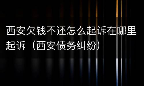 西安欠钱不还怎么起诉在哪里起诉（西安债务纠纷）