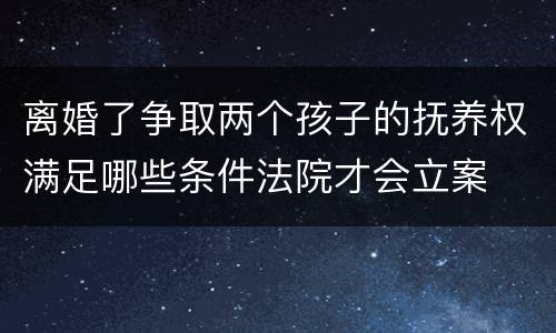 离婚了争取两个孩子的抚养权满足哪些条件法院才会立案
