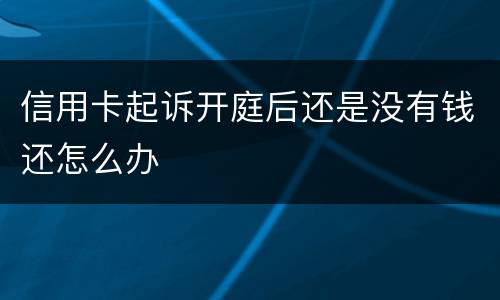 信用卡起诉开庭后还是没有钱还怎么办
