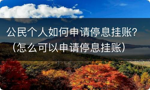 公民个人如何申请停息挂账？（怎么可以申请停息挂账）