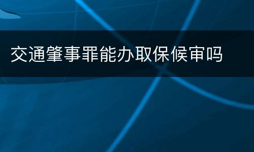 交通肇事罪能办取保候审吗
