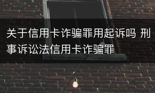 关于信用卡诈骗罪用起诉吗 刑事诉讼法信用卡诈骗罪