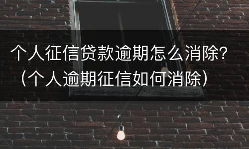 个人征信贷款逾期怎么消除？（个人逾期征信如何消除）