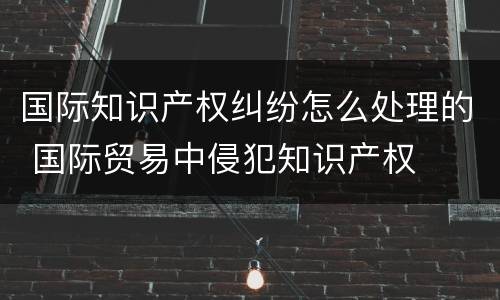 国际知识产权纠纷怎么处理的 国际贸易中侵犯知识产权