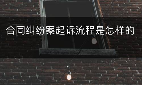 合同纠纷案起诉流程是怎样的