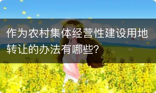 作为农村集体经营性建设用地转让的办法有哪些？