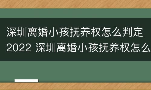 深圳离婚小孩抚养权怎么判定2022 深圳离婚小孩抚养权怎么判定2022年的
