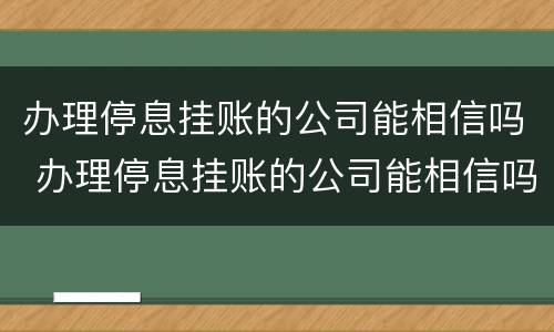 办理停息挂账的公司能相信吗 办理停息挂账的公司能相信吗知乎