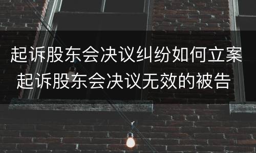 起诉股东会决议纠纷如何立案 起诉股东会决议无效的被告