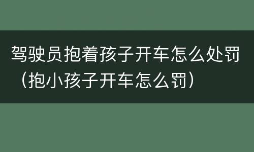 驾驶员抱着孩子开车怎么处罚（抱小孩子开车怎么罚）