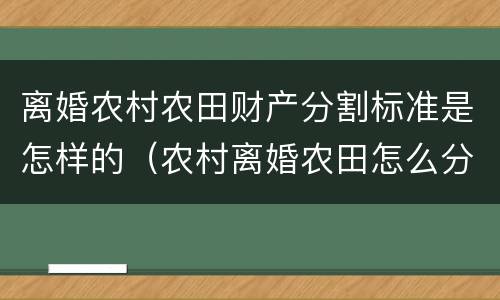 离婚农村农田财产分割标准是怎样的（农村离婚农田怎么分配）