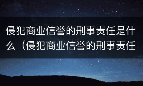 侵犯商业信誉的刑事责任是什么（侵犯商业信誉的刑事责任是什么罪）
