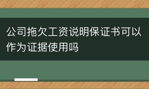 公司拖欠工资说明保证书可以作为证据使用吗