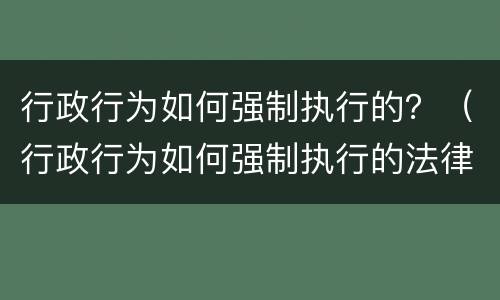 行政行为如何强制执行的？（行政行为如何强制执行的法律规定）