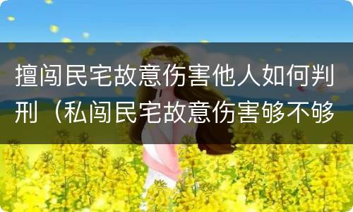 擅闯民宅故意伤害他人如何判刑（私闯民宅故意伤害够不够判刑）