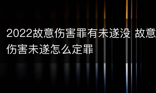 2022故意伤害罪有未遂没 故意伤害未遂怎么定罪