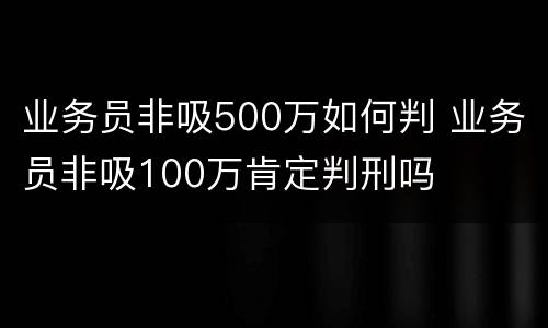 业务员非吸500万如何判 业务员非吸100万肯定判刑吗