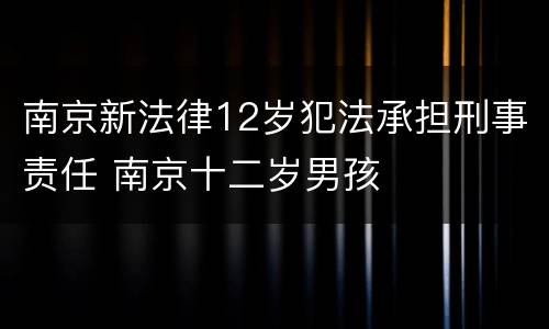 南京新法律12岁犯法承担刑事责任 南京十二岁男孩