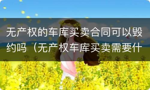 无产权的车库买卖合同可以毁约吗（无产权车库买卖需要什么手续）