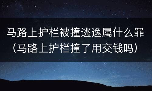 马路上护栏被撞逃逸属什么罪（马路上护栏撞了用交钱吗）