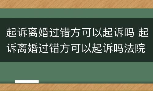 起诉离婚过错方可以起诉吗 起诉离婚过错方可以起诉吗法院