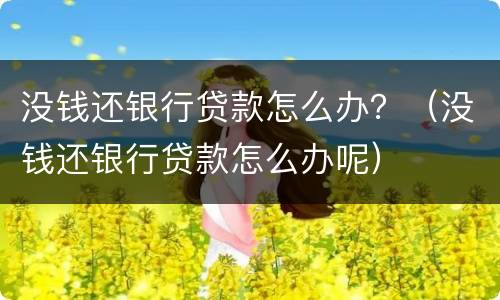 没钱还银行贷款怎么办？（没钱还银行贷款怎么办呢）