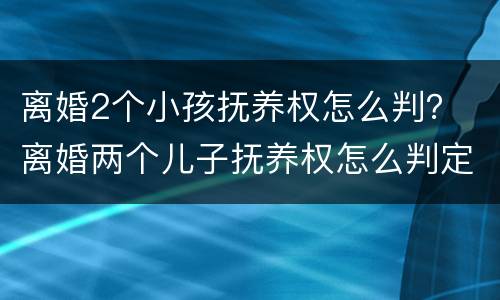 离婚2个小孩抚养权怎么判？ 离婚两个儿子抚养权怎么判定