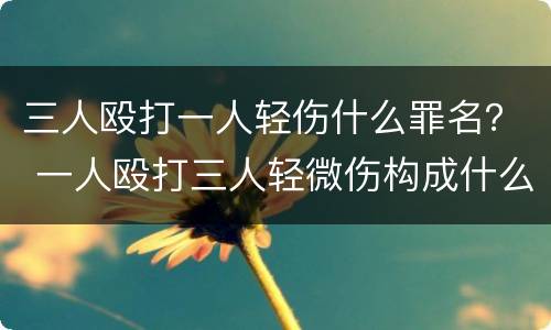 三人殴打一人轻伤什么罪名？ 一人殴打三人轻微伤构成什么犯罪