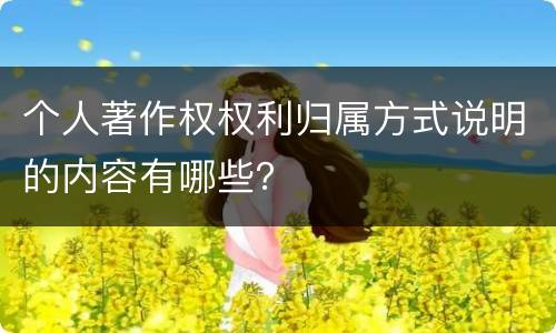 个人著作权权利归属方式说明的内容有哪些？