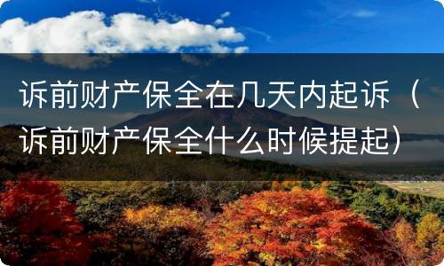 诉前财产保全在几天内起诉（诉前财产保全什么时候提起）