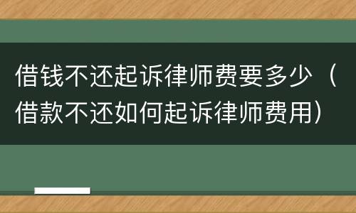 借钱不还起诉律师费要多少（借款不还如何起诉律师费用）