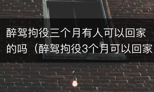 醉驾拘役三个月有人可以回家的吗（醉驾拘役3个月可以回家吗）