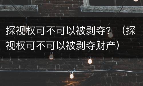 探视权可不可以被剥夺？（探视权可不可以被剥夺财产）