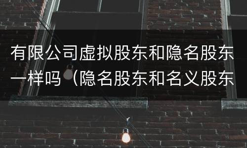 有限公司虚拟股东和隐名股东一样吗（隐名股东和名义股东）
