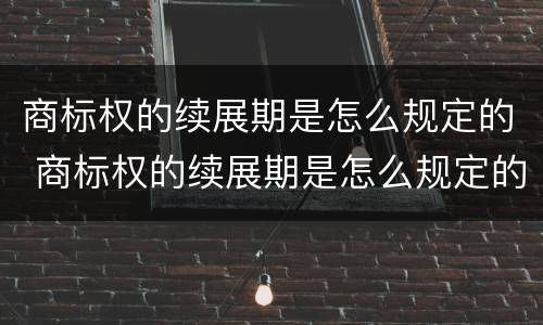 商标权的续展期是怎么规定的 商标权的续展期是怎么规定的呢