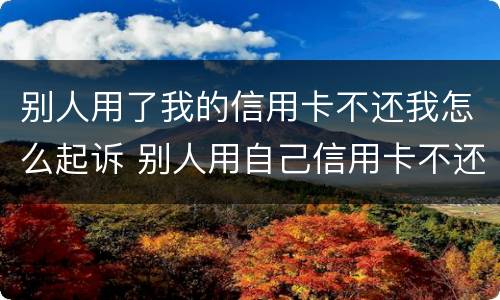 别人用了我的信用卡不还我怎么起诉 别人用自己信用卡不还怎么办起诉