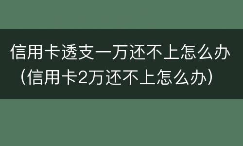 信用卡透支一万还不上怎么办（信用卡2万还不上怎么办）