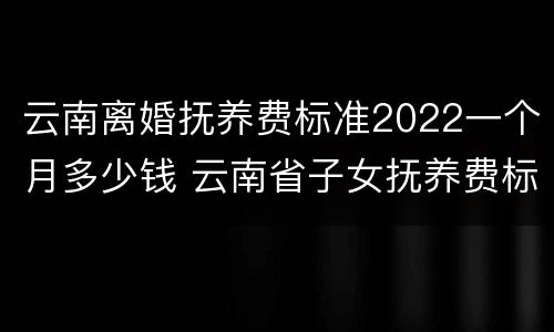 云南离婚抚养费标准2022一个月多少钱 云南省子女抚养费标准