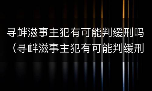 寻衅滋事主犯有可能判缓刑吗（寻衅滋事主犯有可能判缓刑吗知乎）